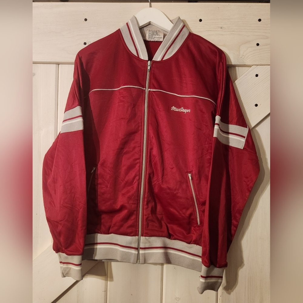 80s/90s McGregor Zip Up Track Jacket. Size L. Red And Gray
